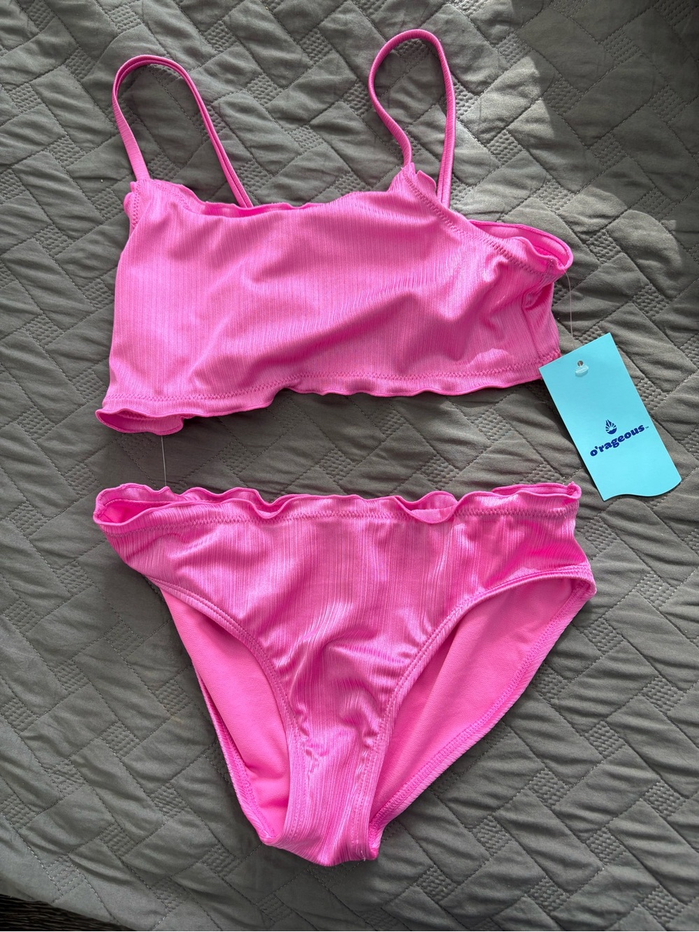 O'Neill Girls' Bright Pink Ruffle Bikini Set